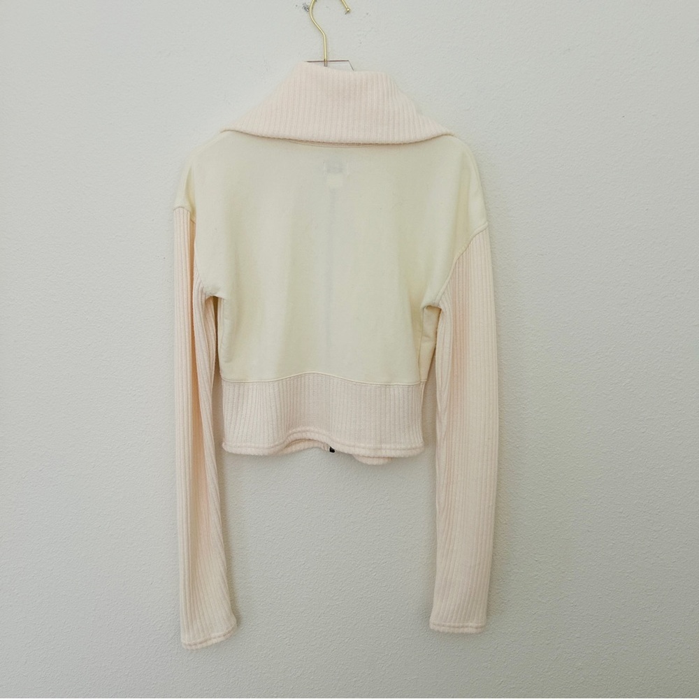 BDG Urban Outfitters Lottie Zip Sweater Top Cropped Knit Collar Ivory Size Large - Picture 10 of 12